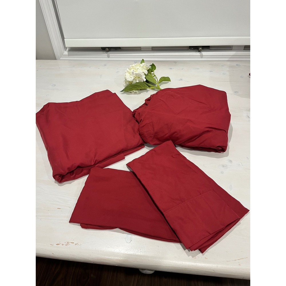 Home Decor Sheet Set Solid Red microfiber‎ king Bedding Bedroom